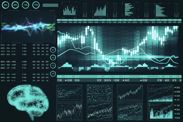 Digital business big data interface on virtual screen