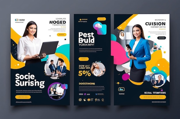 Digital business marketing banner for social media post template