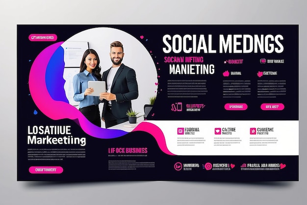 Photo digital business marketing web banner for social media post design online marketing agency digital poster template