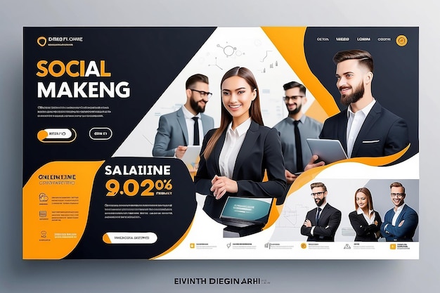 Digital Business Marketing Web Banner For Social Media Post Design