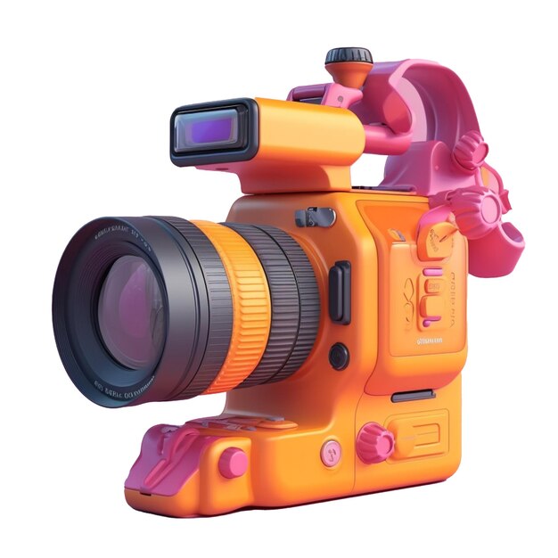 Цифровая камера в трендовой цветовой палитре в стиле 3D с генеративным искусственным интеллектом