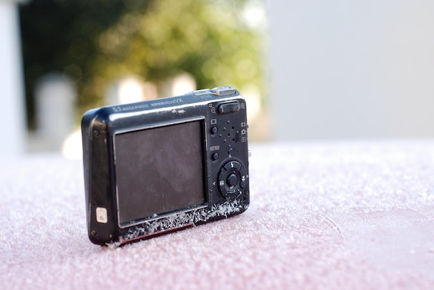 Digital camera on a morning frost