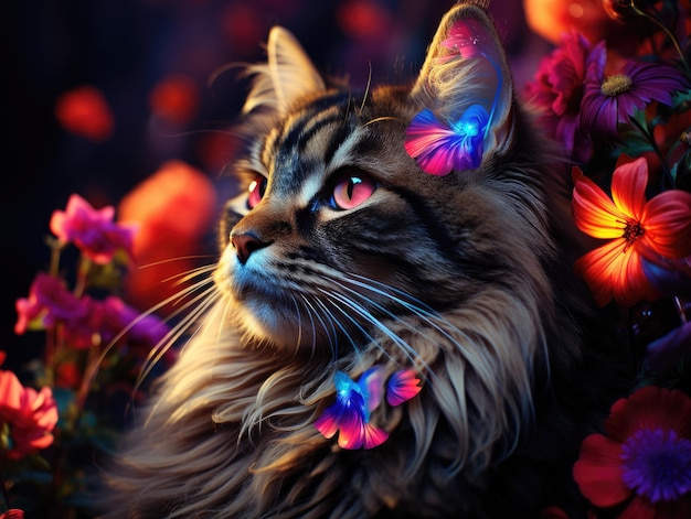 Digital cat HD 8K wallpaper Stock Photographic Image