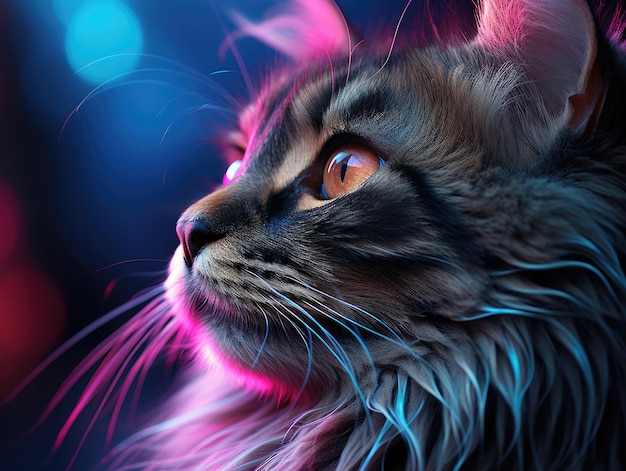 Digital cat HD 8K wallpaper Stock Photographic Image