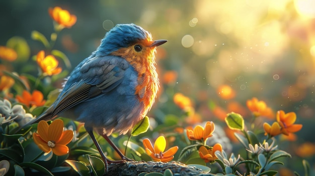 Digital CG Artwork Concept Illustration Realistic Cartoon Scene Design of Little Bird in the Morning Forest Video Game39s digital cartoon art