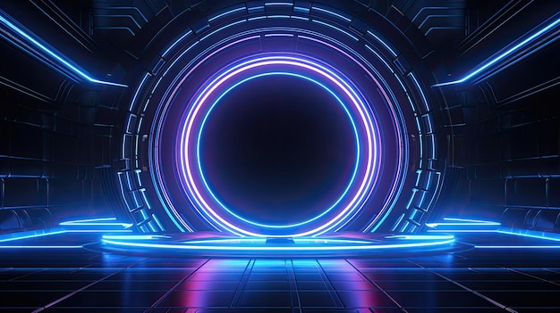 digital circle portal city background scifi tech