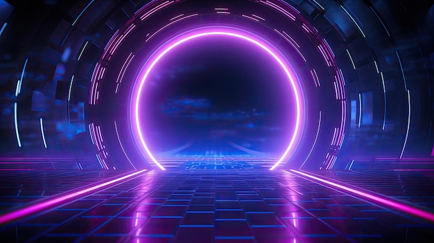 digital circle portal city background scifi tech