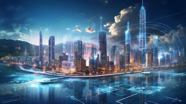 Digital city concept artificial intelligence techno