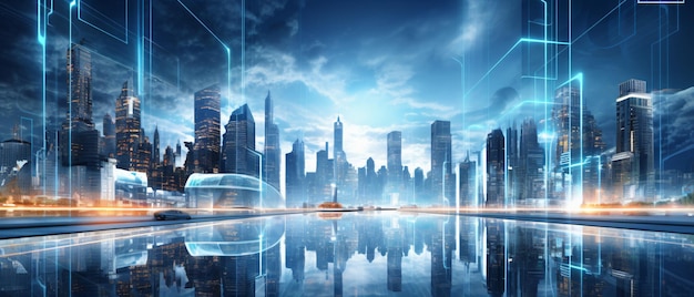 Digital city concept artificial intelligence techno