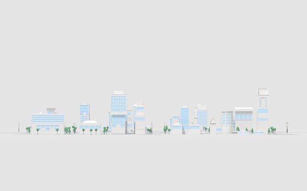 Photo digital city model with white background 3d rendering