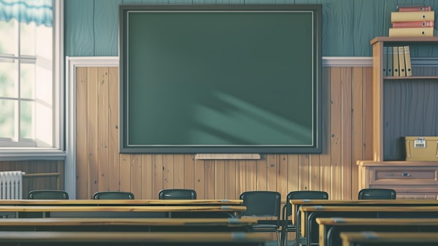 Photo digital classroom blackboard mockup interactive learning ai created