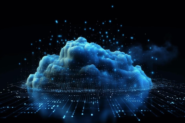 Photo a digital cloud on a blue tech background