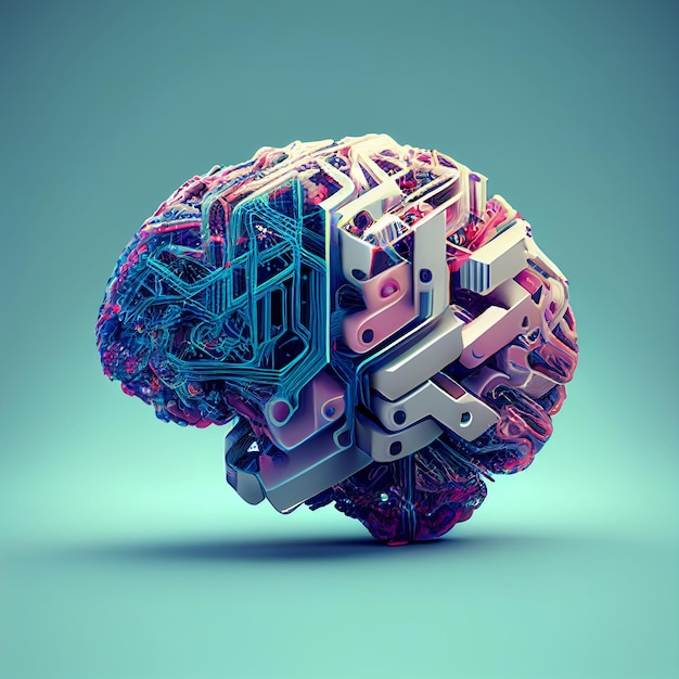 Digital Cloud Brain Abstract Kunstmatige Intelligentie Generatieve AI Illustratie