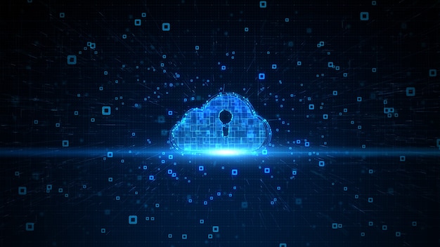 Digital cloud computing della sicurezza informatica protezione della rete di dati digitali