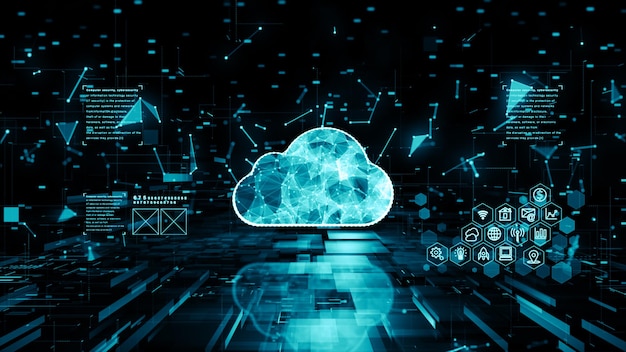 Digital cloud computing della sicurezza informatica protezione della rete di dati digitali