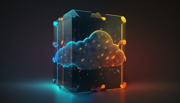 Digital cloud storage icon server online social network generative ai