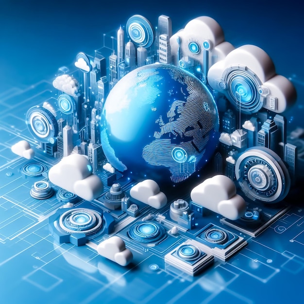 Digital cloud technologie achtergrond wereldwijd sociaal netwerk en zakelijke verbinding