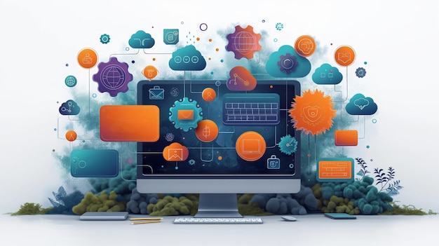 digital code and connectivity nexus code internet networks and extensive data flows intersect to power cloud storage artificial intelligence and coding innovations generative ai