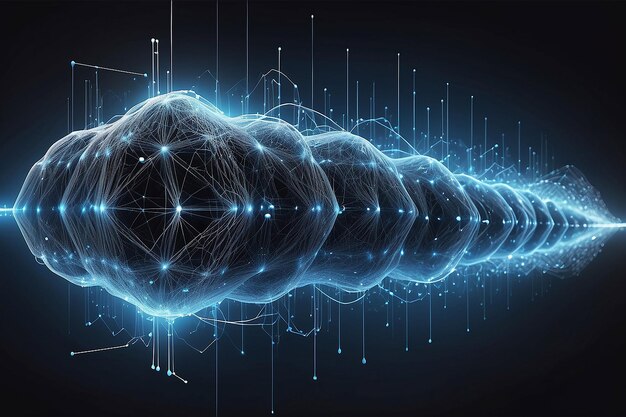 Photo digital code nexus intersecting internet networks and data flows for aipowered innovations