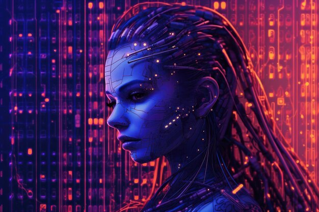 Premium AI Image | Digital code portrait of woman Beautiful ...