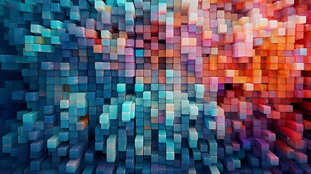 Digital Colorful Pixel Mosaic