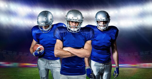 Photo digital composite image of american football players standing with ball