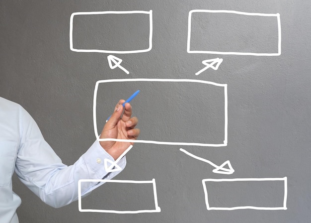 Digital composite image of businessman drawing against wall