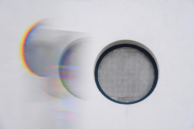 Photo digital composite image of circular objects against white background