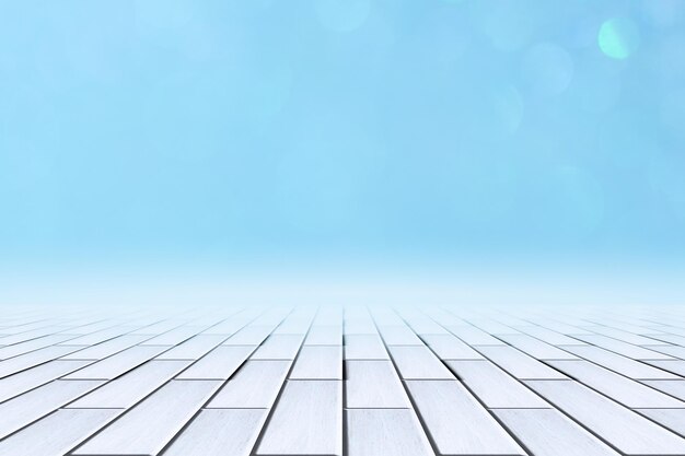 Digital composite image of floorboard and blue sky