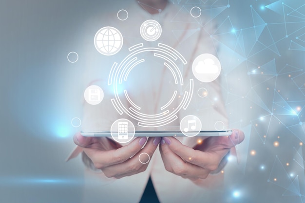 Digital composite image of hand holding smart phone