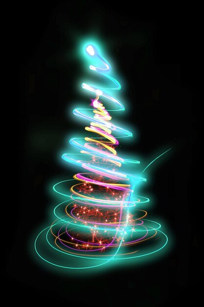 Foto immagine composita digitale di un albero di natale illuminato