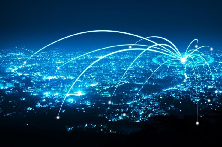 Photo digital composite image of illuminated cityscape with lights at night