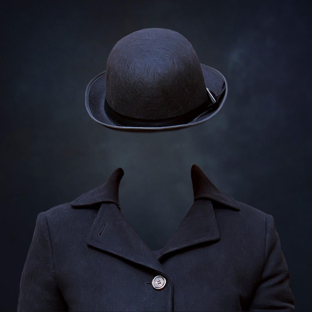 Photo digital composite image of invisible man wearing hat against black background