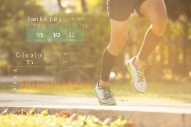 Photo digital composite image of man jogging on road