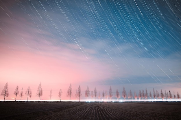 사진 밤의 하늘에 대한 별의 필드의 디지털 복합 이미지
