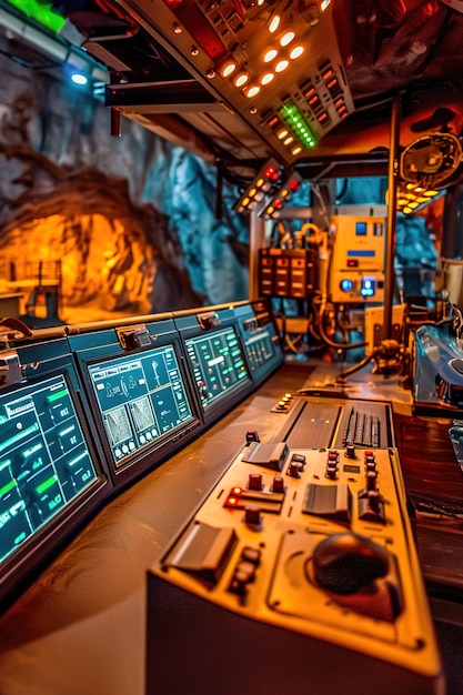 Digital control center in mine overseeing realtime data for optimized operations of mining technolog