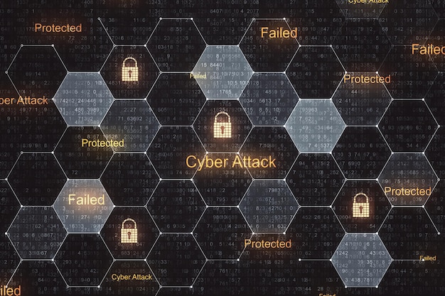 Photo digital crime and internet protection concept with lock icons in cells