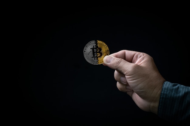 Digital currency bitcoin photo concept