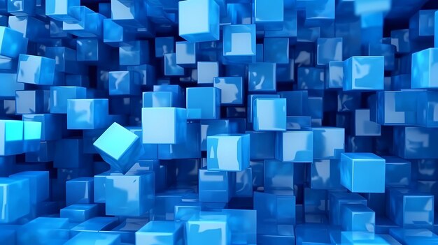 Фото Цифровой киберкуб неон светящиеся кубики в движении с музыкальной игровой технологией фона с светом