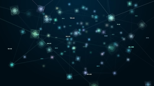 Digital Cyberspace Digital Data Network and Blockchain Connections