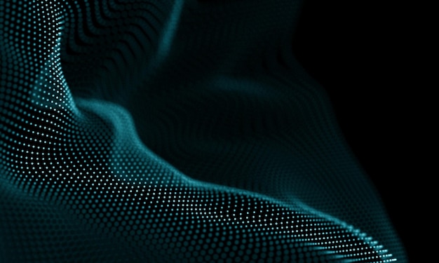Digital data technology wave Particle sound wave concept Big data and data science wave background