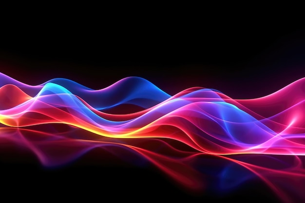 Digital data transfer wave 3d render abstract neon background Generative AI