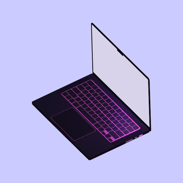 Digital device mockup Laptop computer with white screen and keyboard Laptop mockup isolated