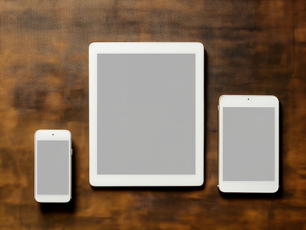 Photo digital devices screen mockup with isolated background