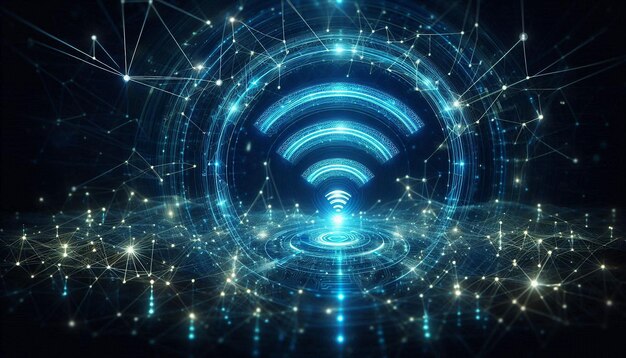 ネットワークを指している手を示すネットワークのデジタルディスプレイ