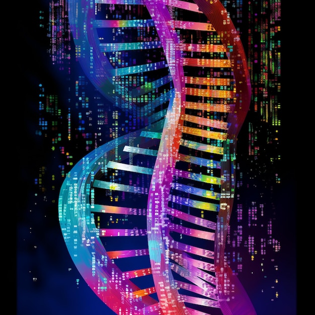 デジタル DNA バイナリ コードで作られた DNA らせん