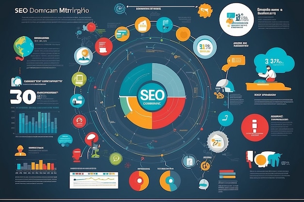 Foto digital dominance seo infographic photo concept (concetto fotografico di dominanza digitale seo)