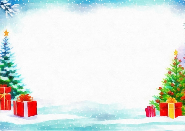 Digital drawing of christmas background in painting on paper style