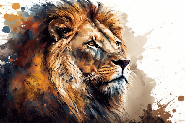 A digital drawing of a lion that is abstract Generative AI