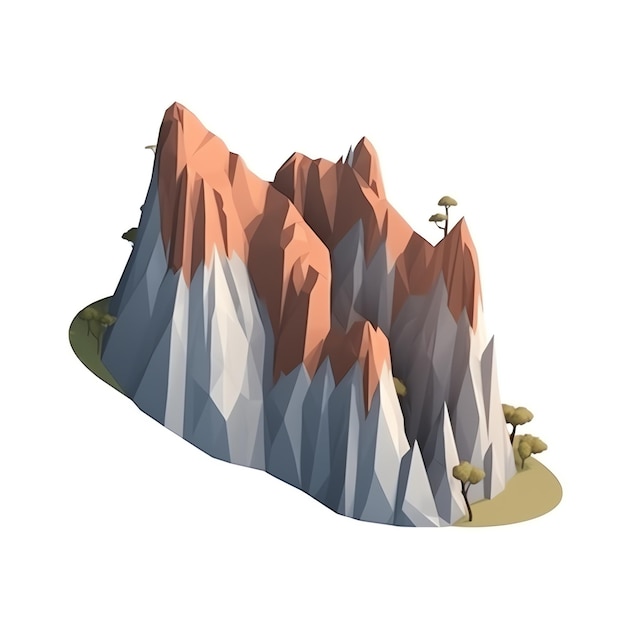 A digital drawing of a mountain with a mountain in the background.